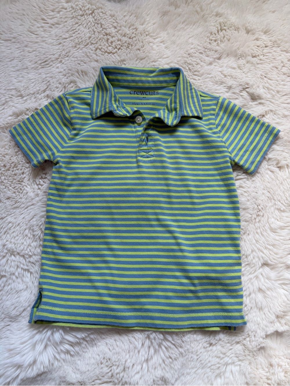 Crewcuts Green & Blue Striped Polo
